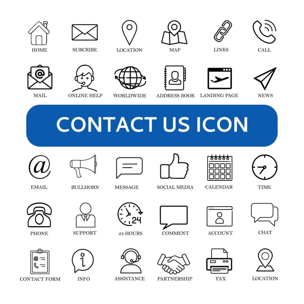 Outline web icons set, Contact us Stock Free