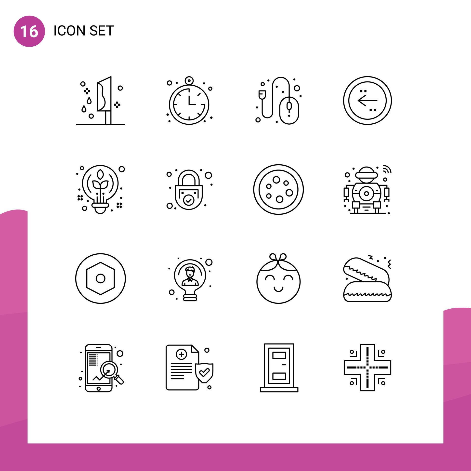 Pictogram Set of 16 Simple Outlines of creative direction computer circle arrow Editable Vector Design Elements Stock Free