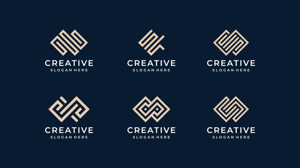 Abstract logo illustration vector graphic design in line art style. Good for icon, advertising, brand, modern, internet, and business card Stock Free