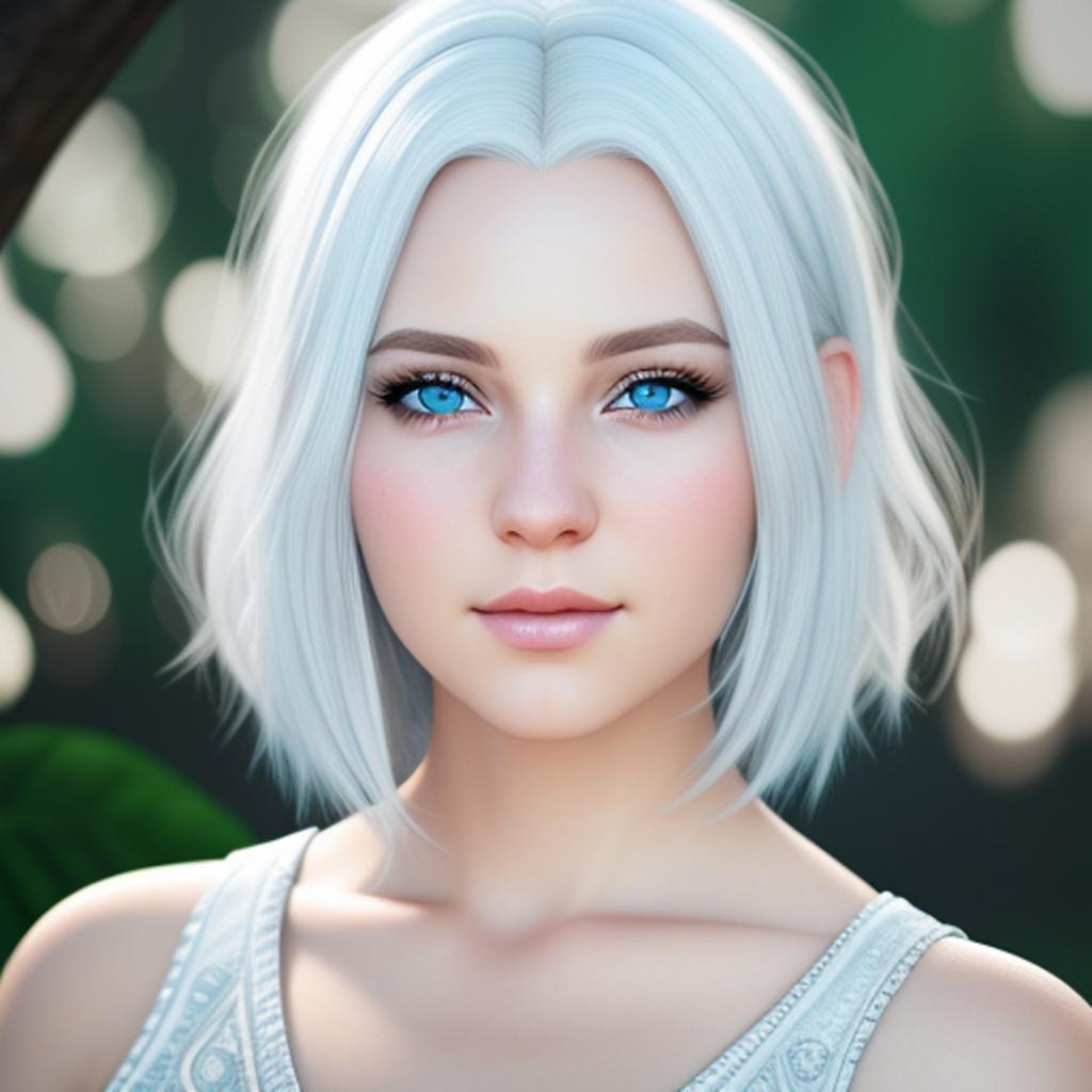 White hair girl with by @ai_generated