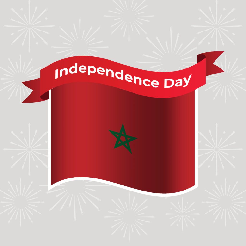 Morocco Wavy Flag Independence Day Banner Background Free Vector