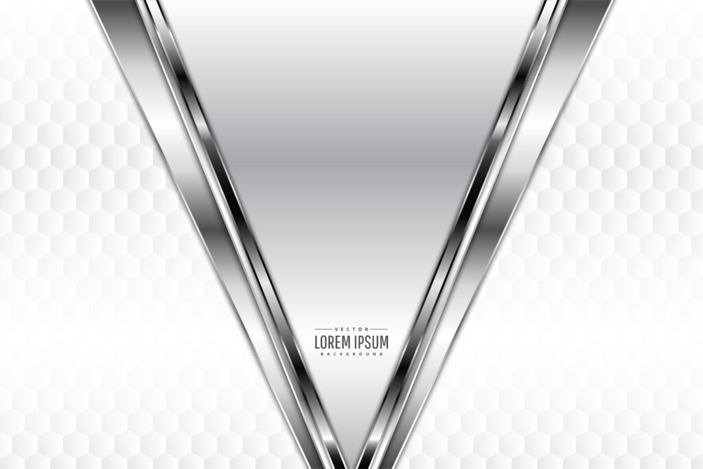 Silver metal angled borders with polygon pattern Free Vector