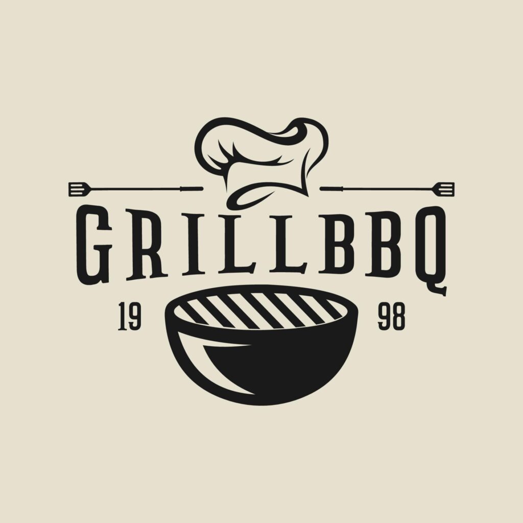 barbeque charcoal grill hipster vintage logo vector icon illustration Stock Free