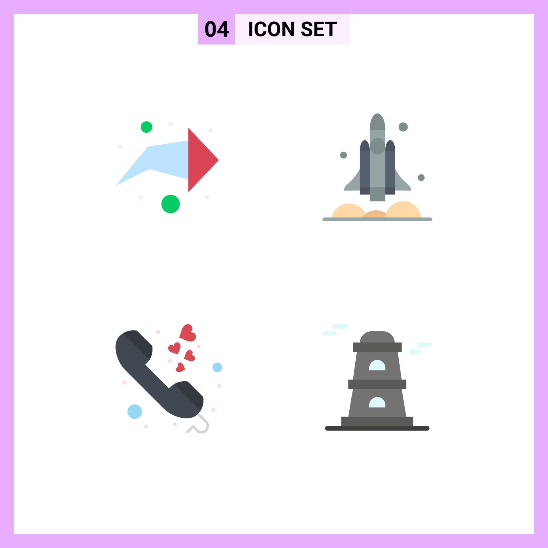 Modern Set of 4 Flat Icons Pictograph of arrow communication launcher transport phone call Editable Vector Design Elements Stock Free