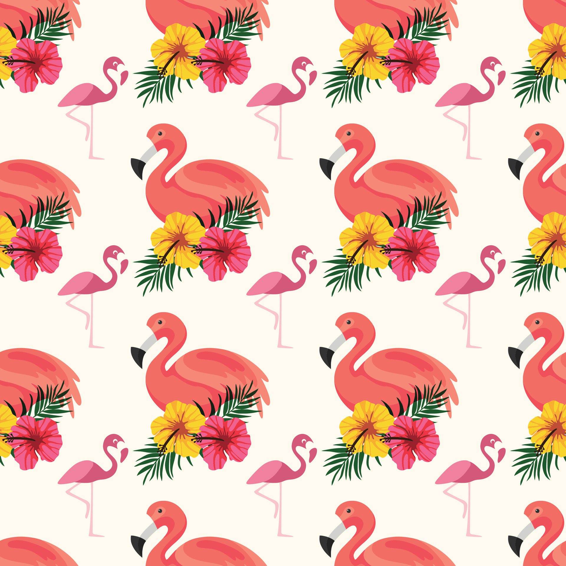 Flamingo Life Seamless Pattern Design 02 Free Vector