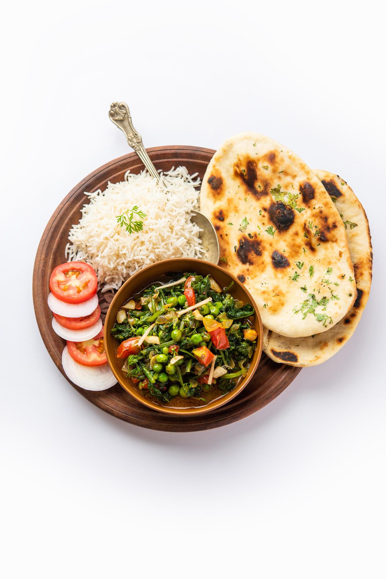 palak matar curry also known as spinach geen peas masala sabzi or sabji, indian food Stock Free