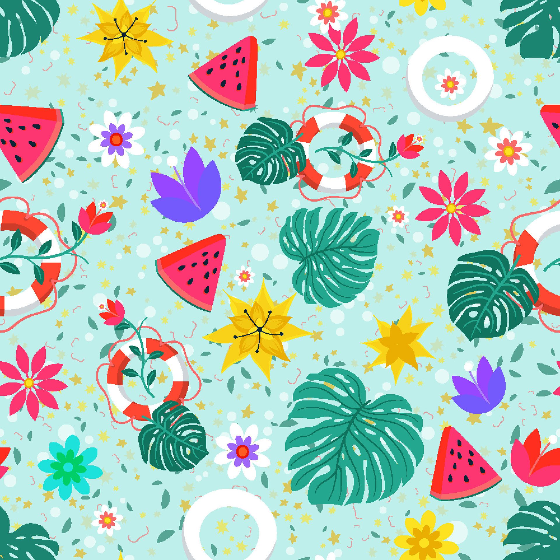 seamless pattern flat summer pattern design Free Vector