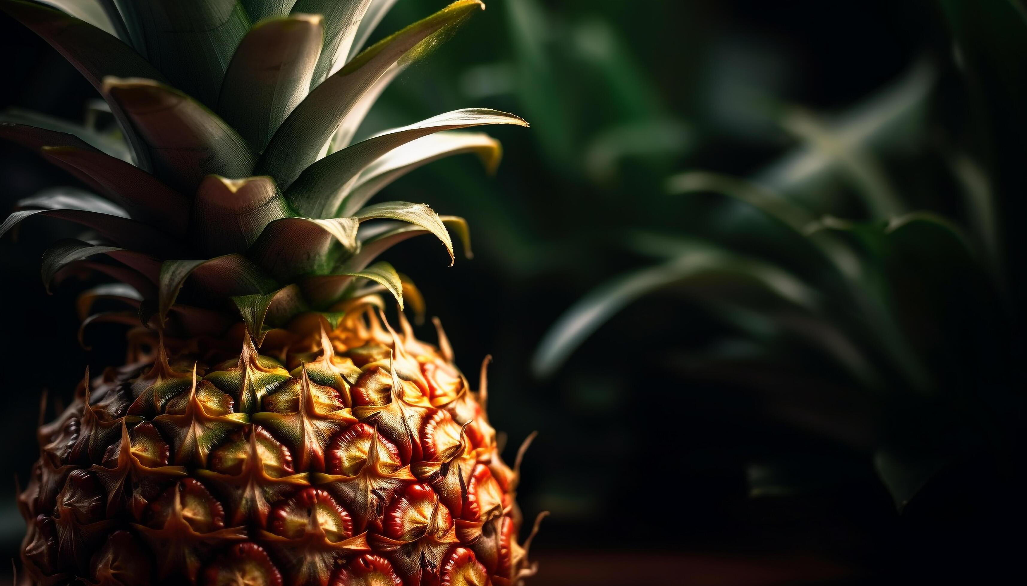 Juicy ripe pineapple, a tropical refreshment for healthy lifestyles outdoors generated by AI Stock Free