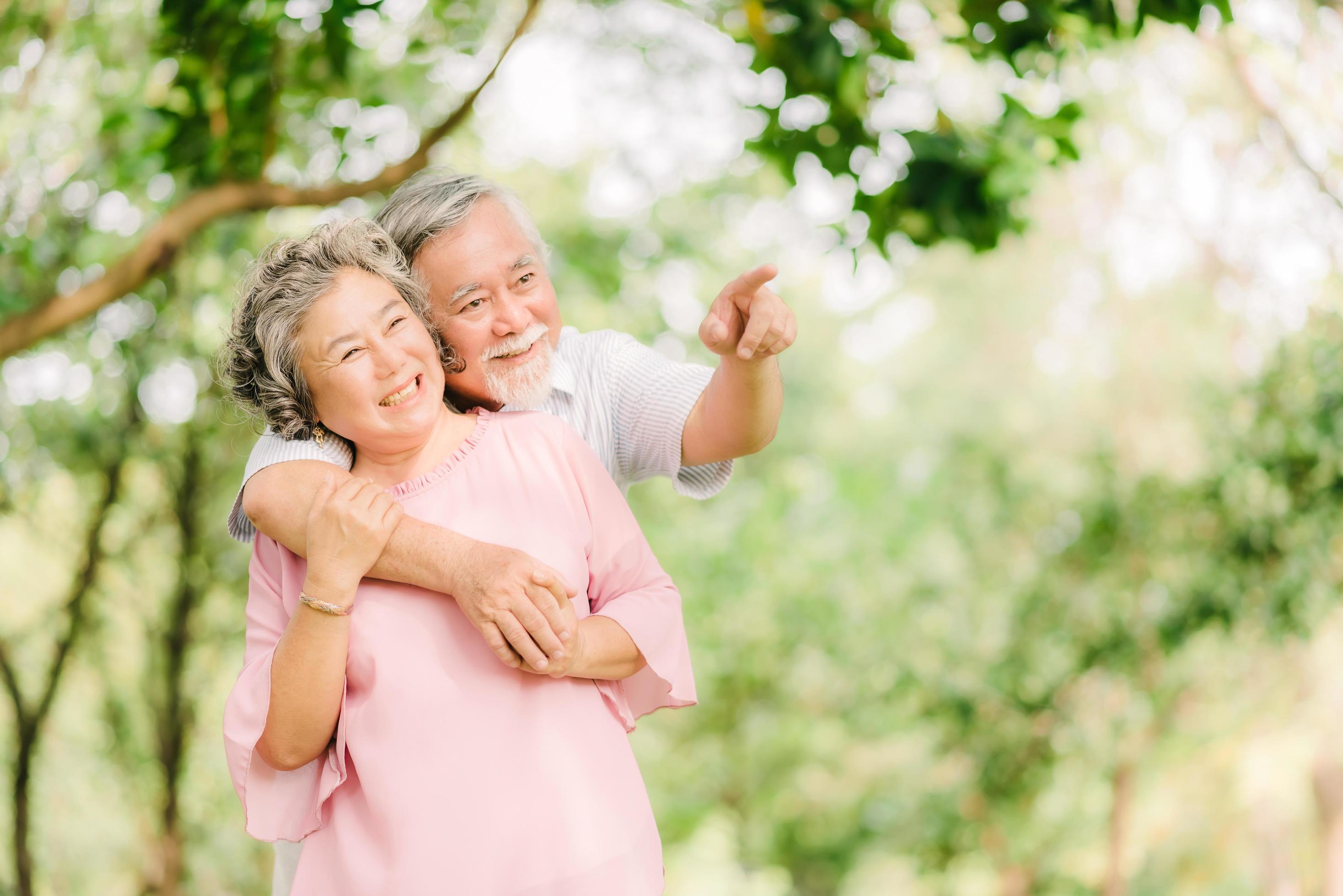 Happy senior Asian couple in love Stock Free