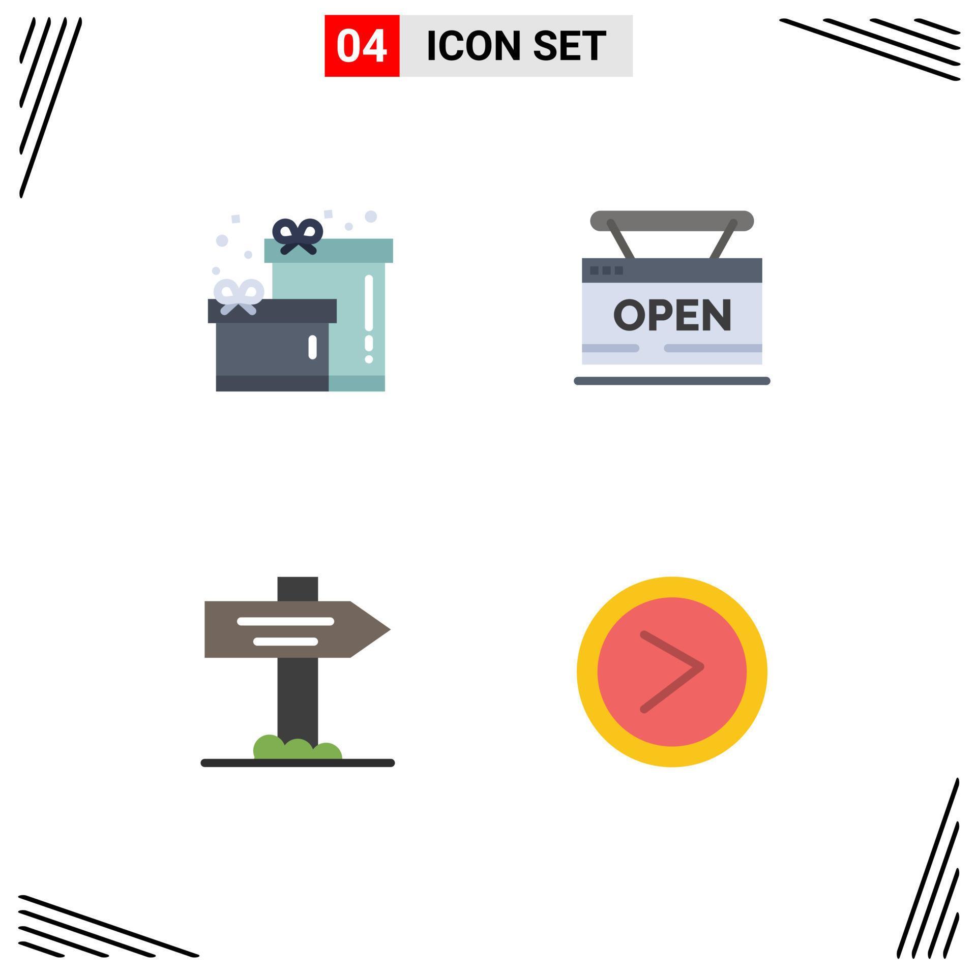 4 Creative Icons Modern Signs and Symbols of birthday map open web arrow Editable Vector Design Elements Stock Free