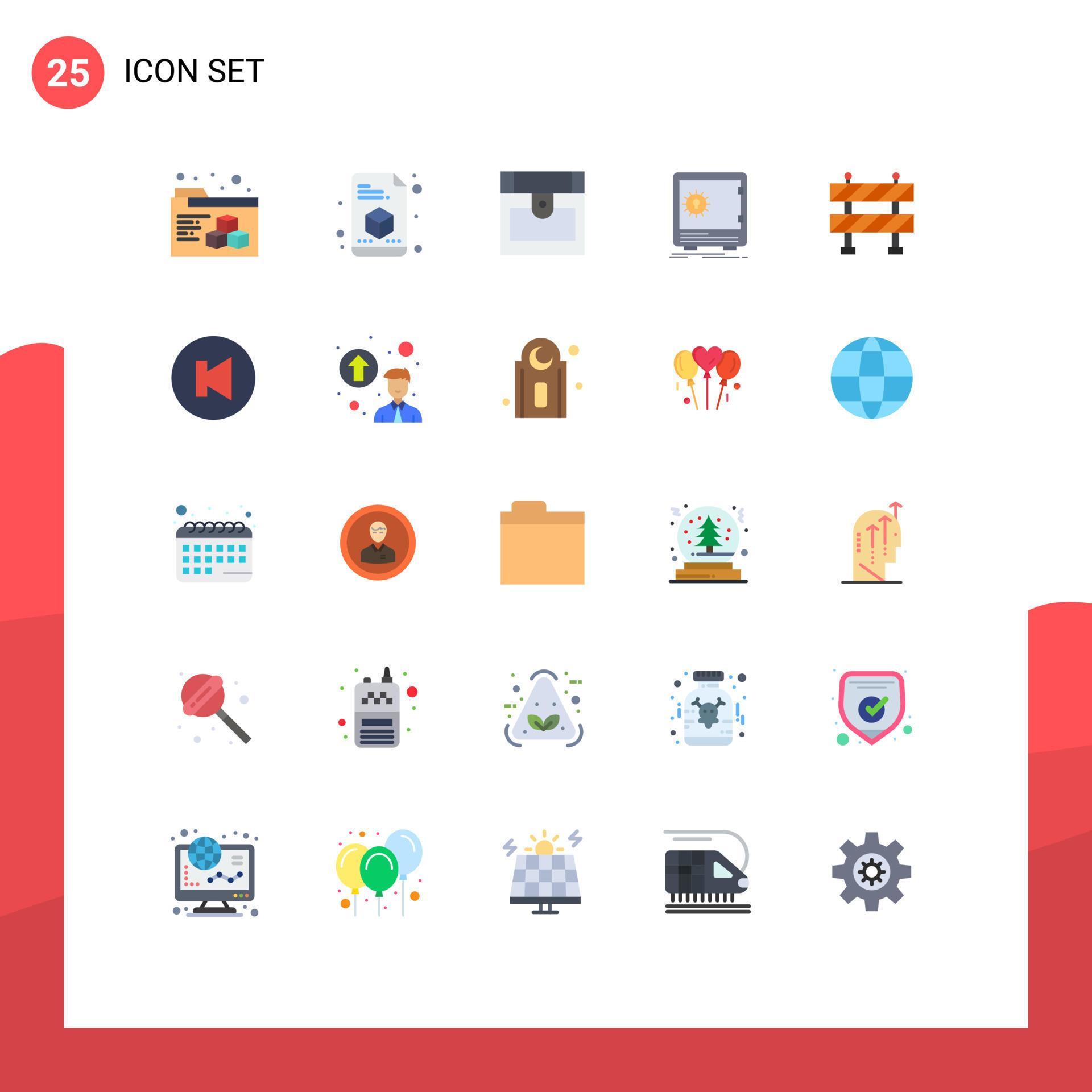 25 Creative Icons Modern Signs and Symbols of previous arrow bank road strongbox Editable Vector Design Elements Stock Free