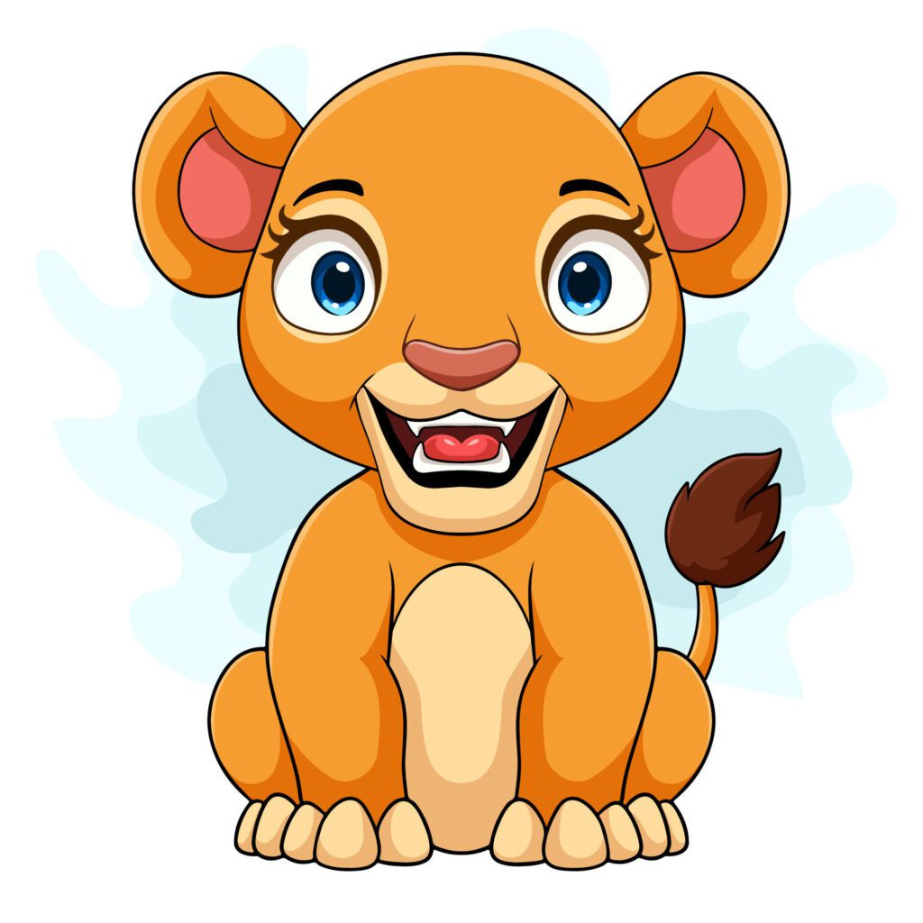 Cartoon baby lioness on white background Free Vector