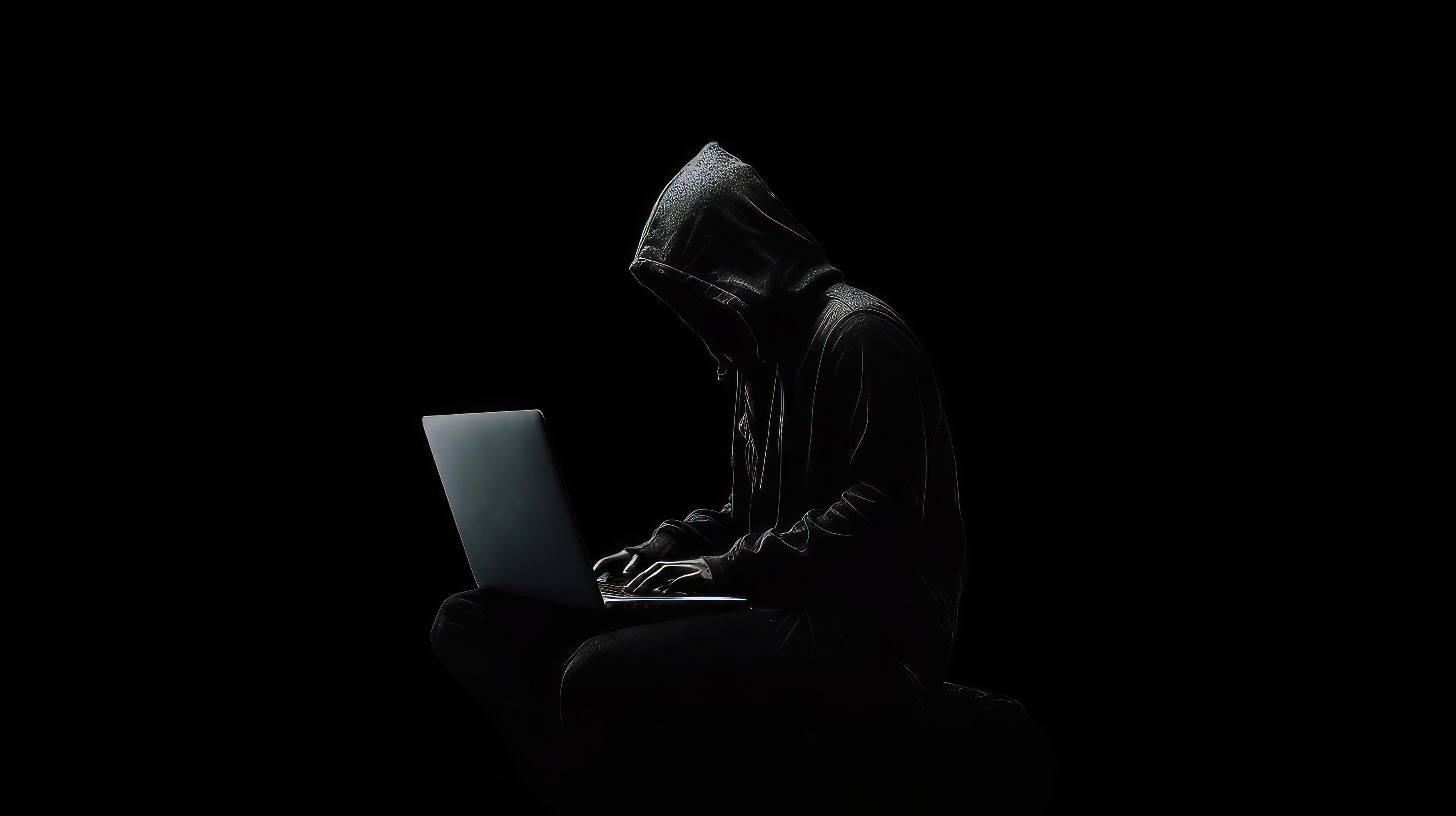 Hacker with computer. Illustration Stock Free