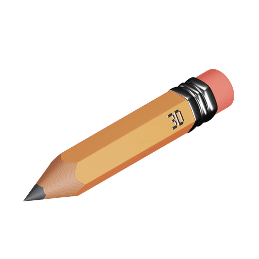 Pencil, write, edit 3D illustration