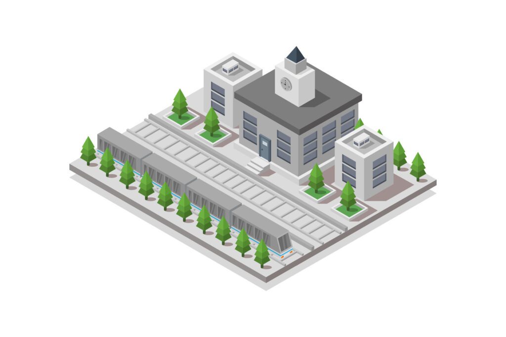 Train station isometric on white background Free Vector