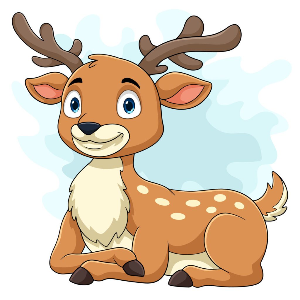 Cartoon deer sitting on white background Free Vector