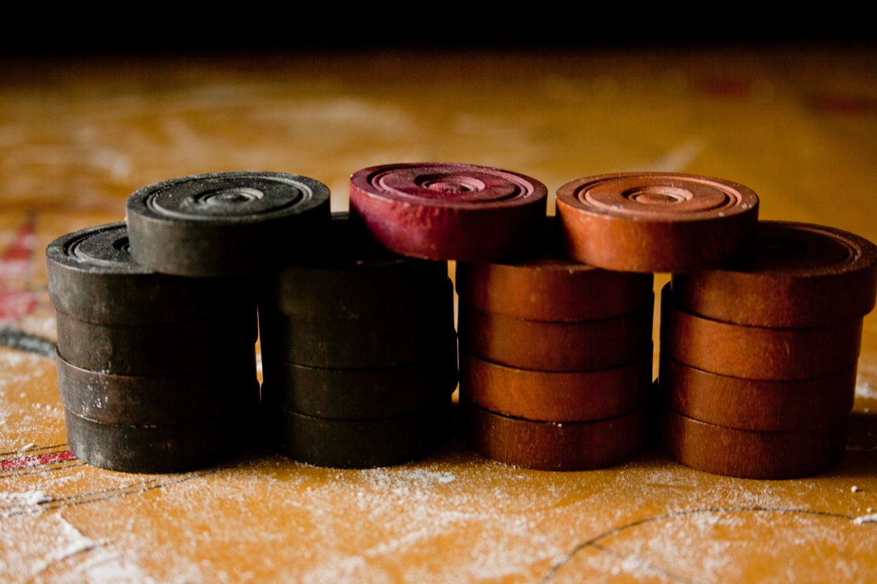 Piled Up Carrom Coins Stock Free