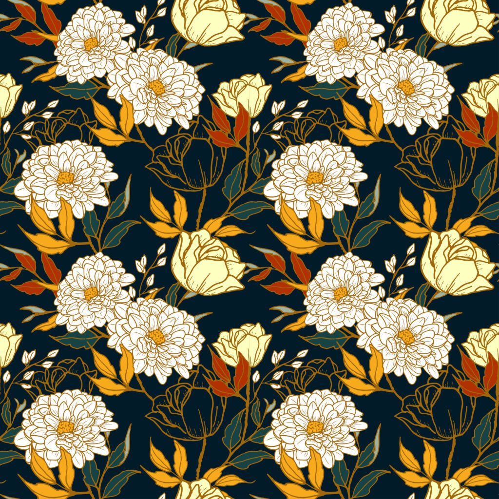 Seamless pattern of floral concept with vintage style Free Vector