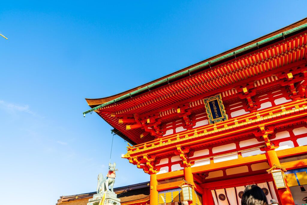 Beautiful architecture at Fushimi Inari Shrine in Kyoto, Japan. Stock Free