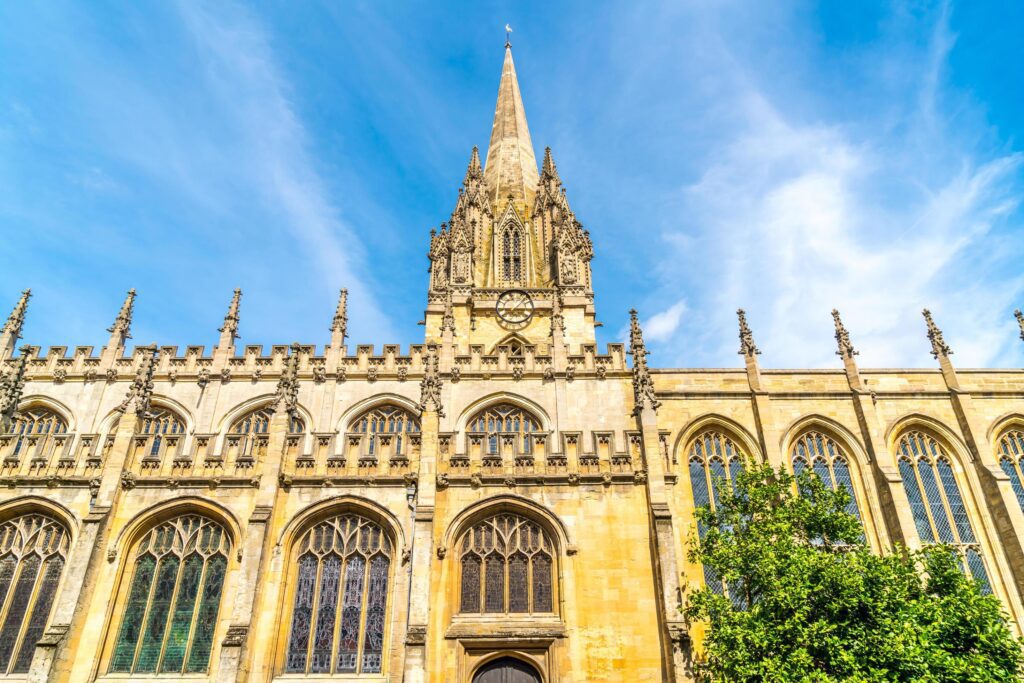 Beautiful Architecture at University Church of St Mary the Virgin in Oxford, UK Stock Free