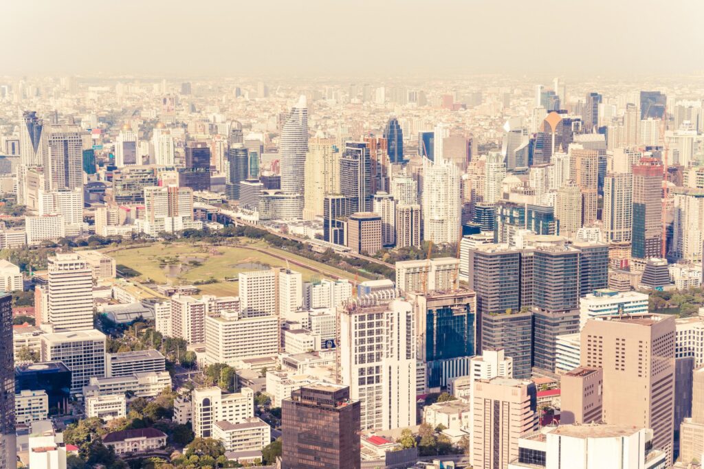 Beautiful cityscape with architecture and building in Bangkok Thailand Stock Free