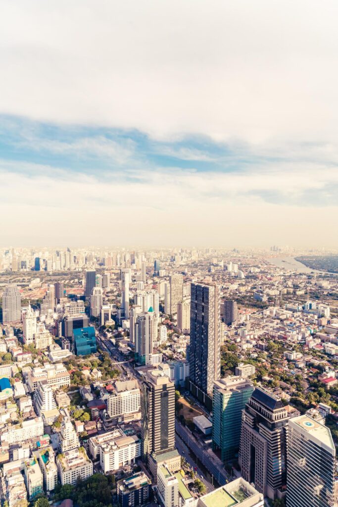 Beautiful cityscape with architecture and building in Bangkok Thailand Stock Free