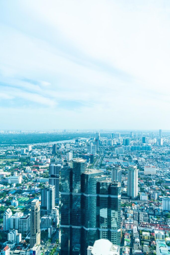 Beautiful cityscape with architecture and building in Bangkok Thailand Stock Free