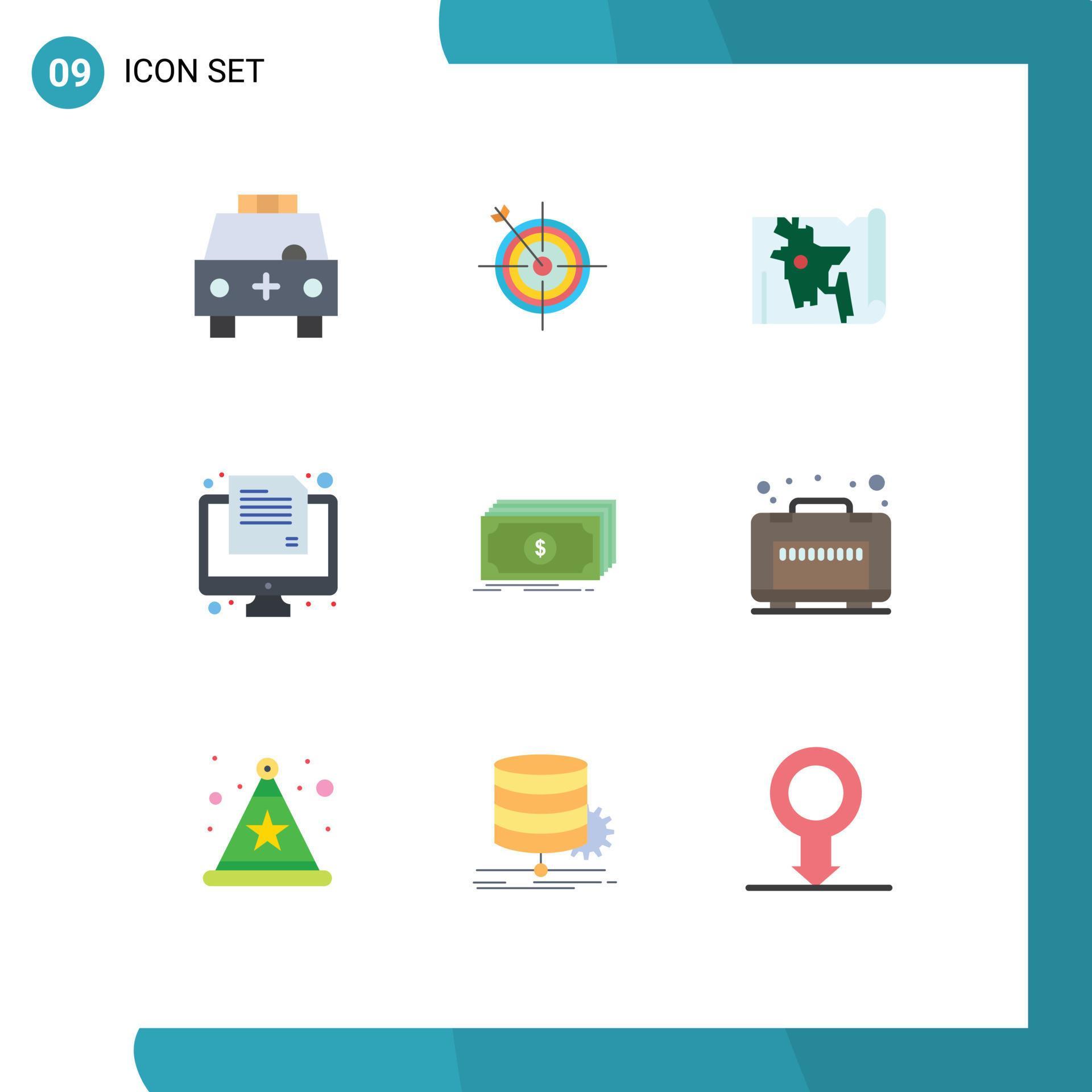 
									Universal Icon Symbols Group of 9 Modern Flat Colors of paper online arrow exam world Editable Vector Design Elements Stock Free