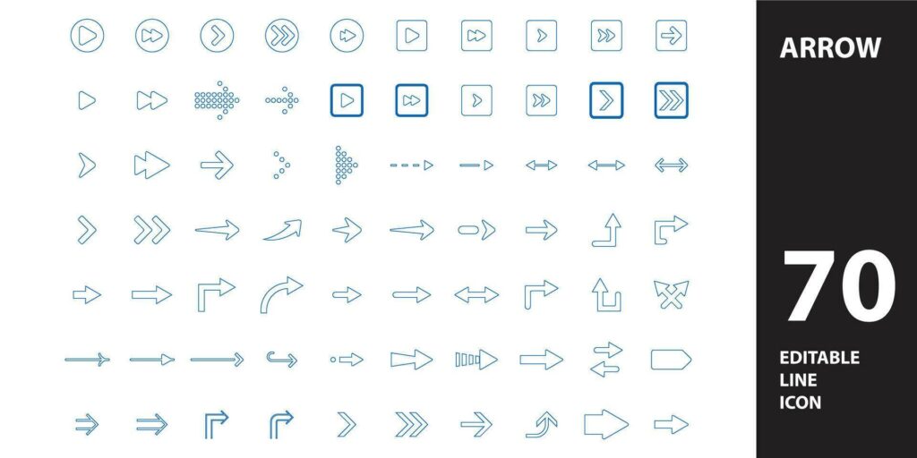 Arrow Icon for Website, UI UX Essential, Symbol, Presentation, Graphic resources Stock Free