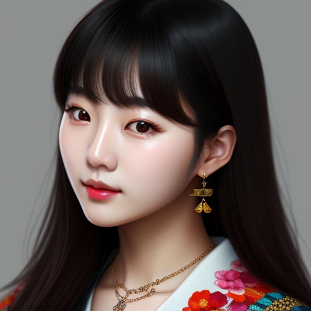 Korean girl the necklace by @ai_generated