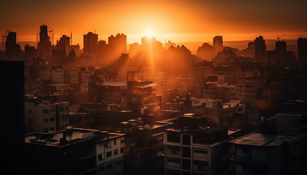 Beijing modern skyline illuminated at dusk generated by AI Stock Free