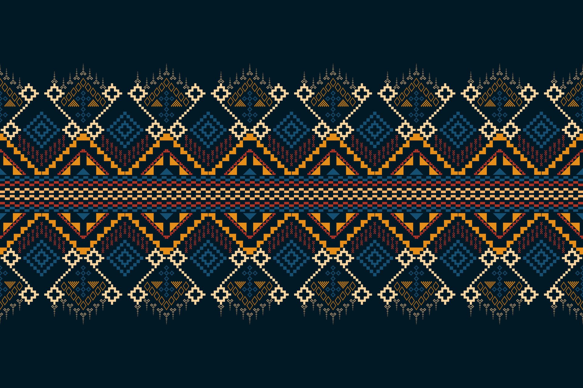 A cloth dress carpet curtains and sarong Aztec African Indian Indonesian.Traditional navy blue geometric ethnic pattern Free Vector