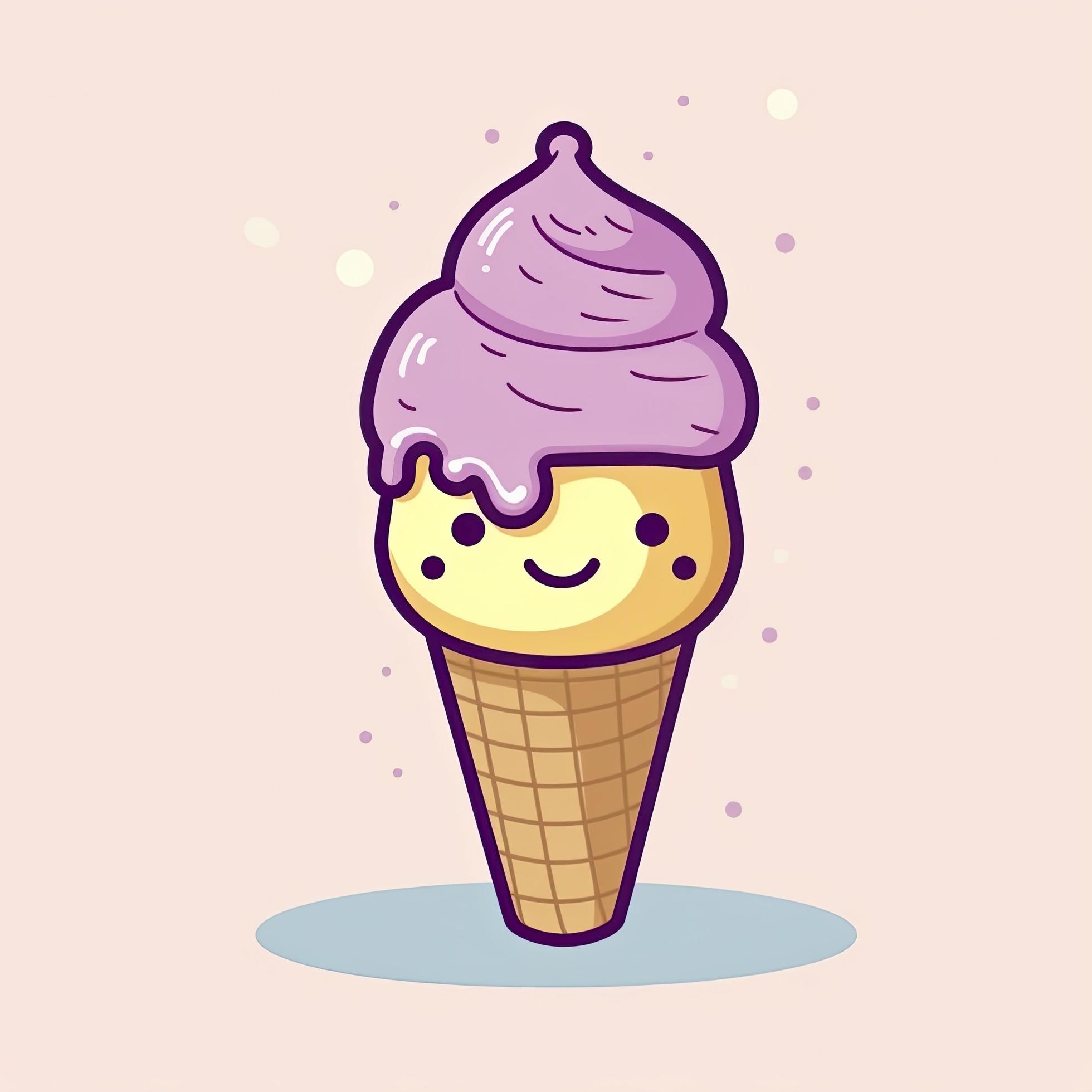 Ice cream cone cartoon icon illustration. sweet food icon concept isolated . flat cartoon style, generat ai Stock Free