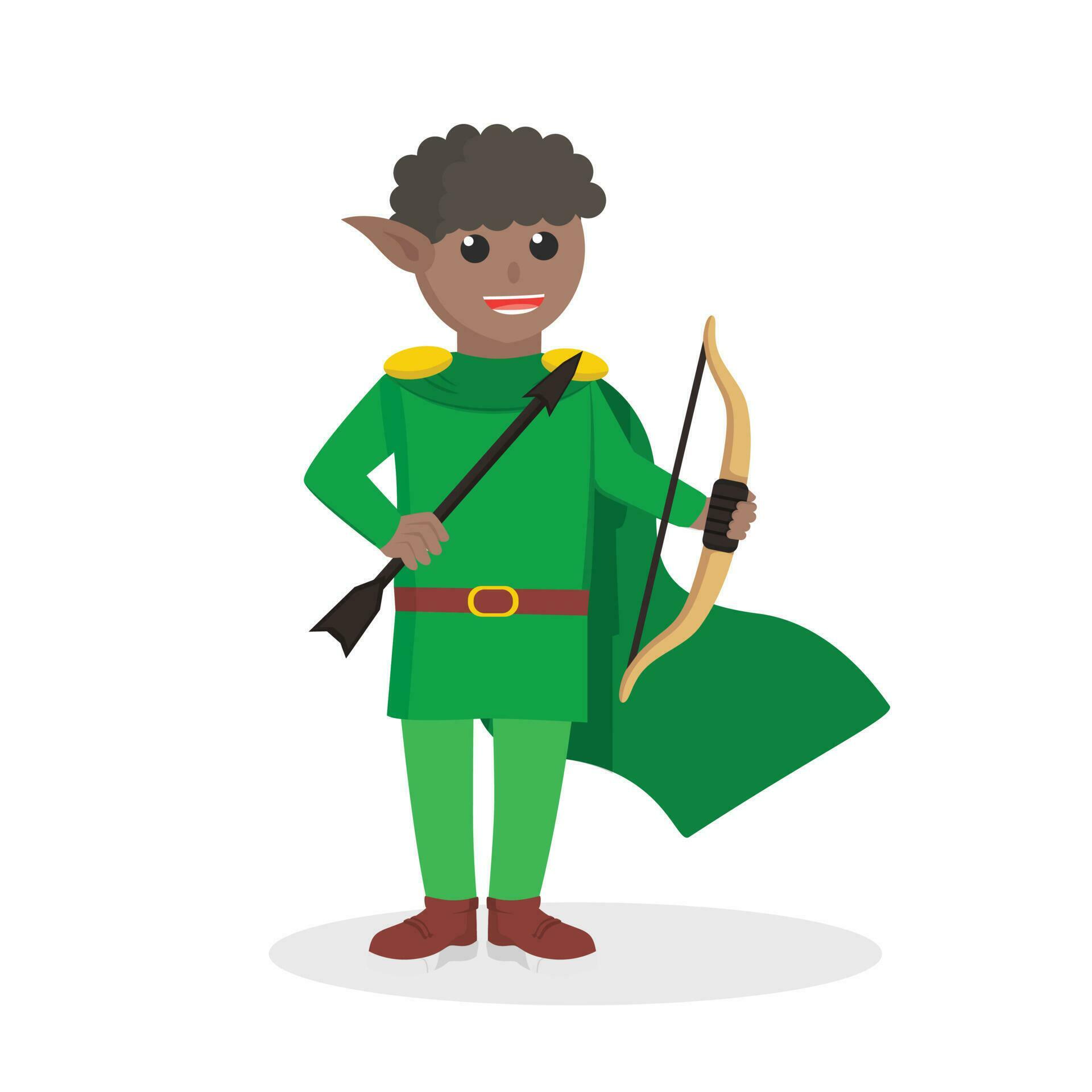 Elf african holding arrows and bows design character on white background Stock Free