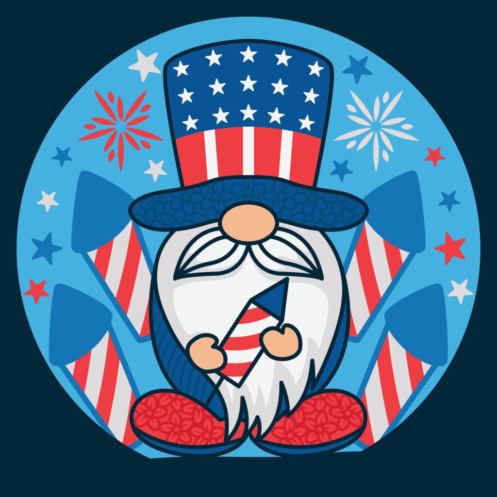 4th of July Gnome Patriotic Background Free Vector