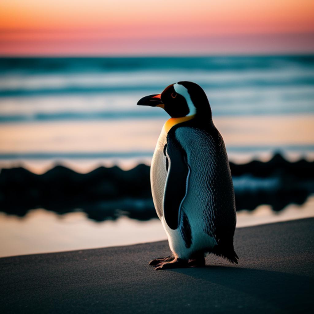 Sad penguin looking at by @ai_generated