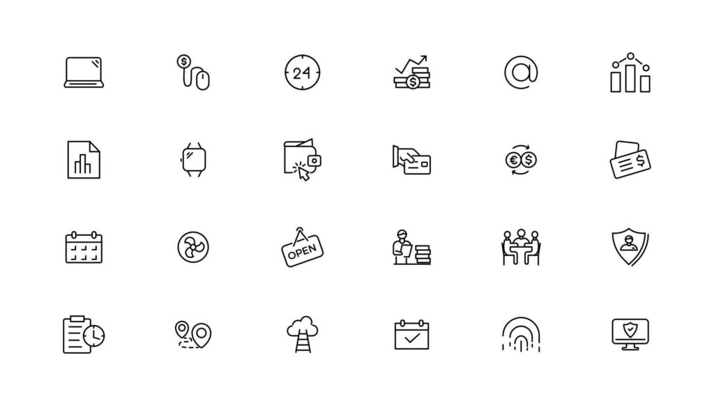 Digital business linear icons collection.Set of thin line web icon set, simple outline icons collection, Pixel Perfect icons,. Stock Free