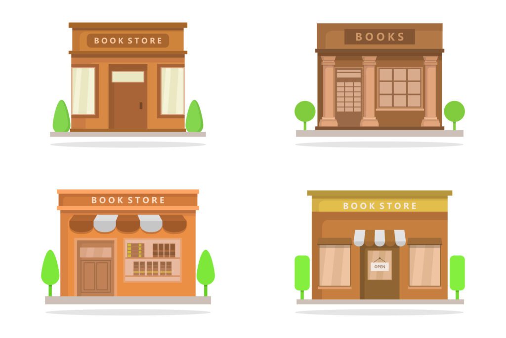 Bookstore buildings on white background Free Vector