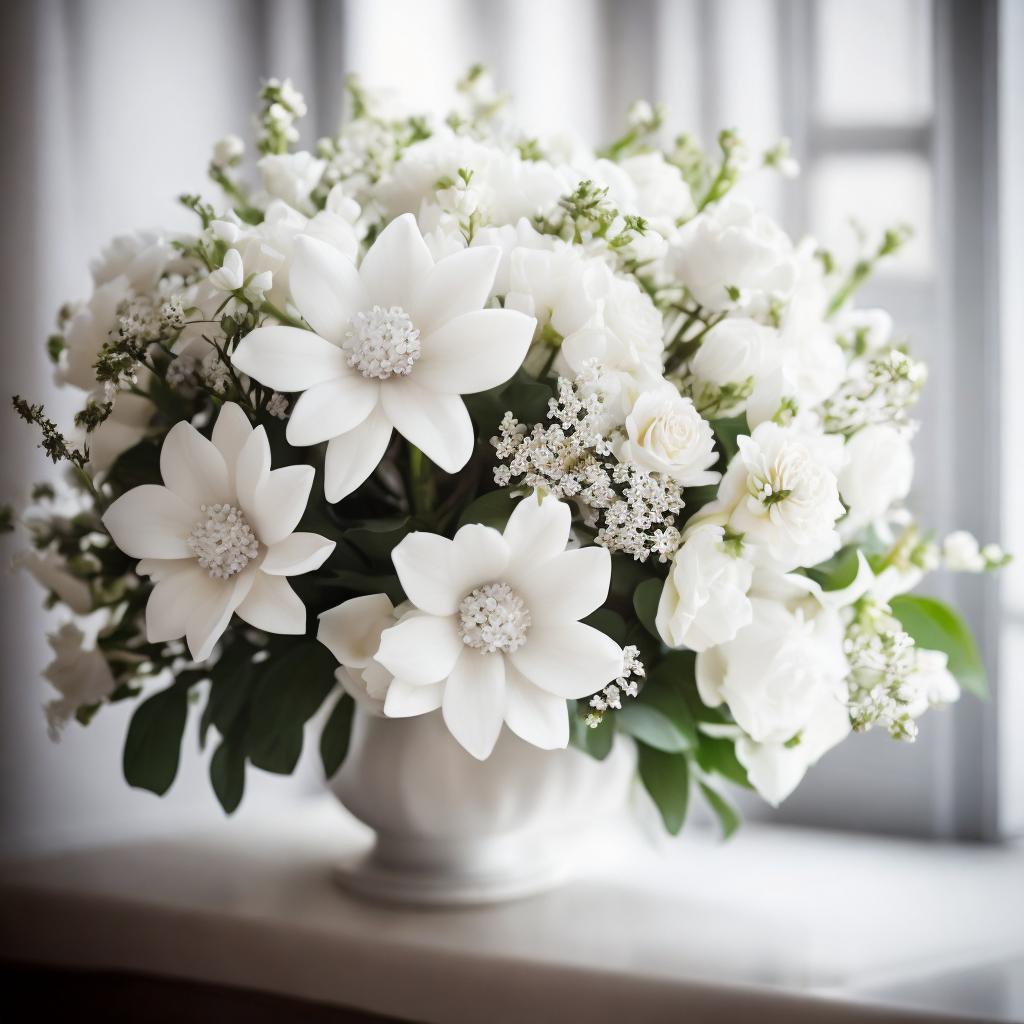 “White flower bouquet, soft by @ai_generated