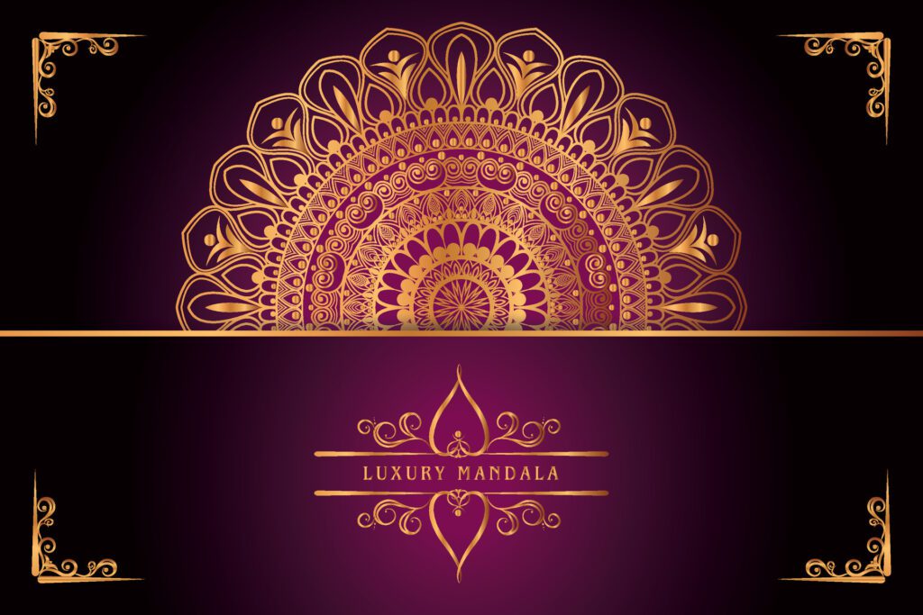 golden mandala design with gradients background Free Vector