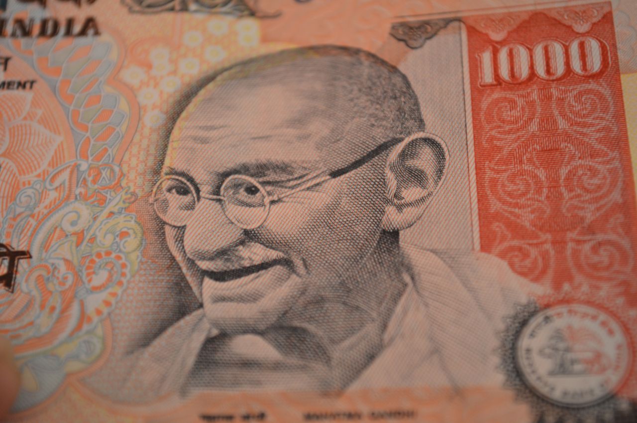 Gandhi Closeup Thousand Rupee Note Stock Free