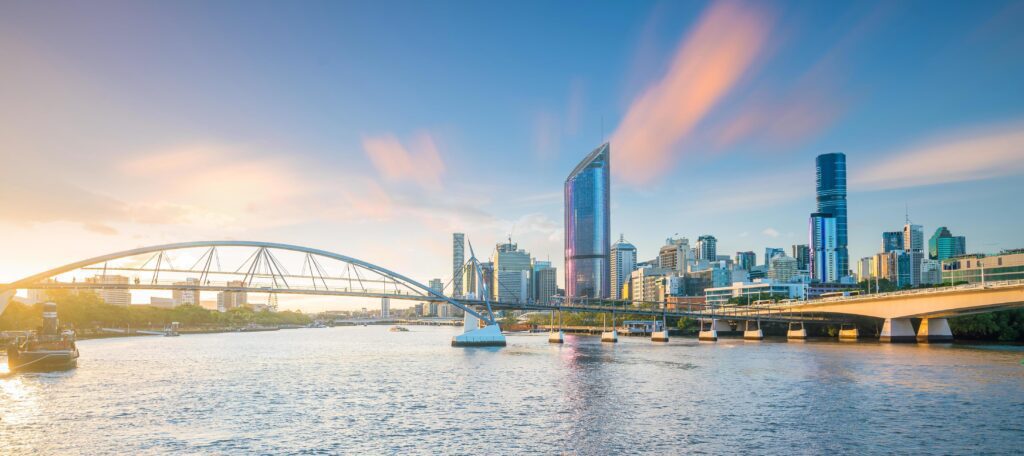 Brisbane city skyline at twilight Stock Free