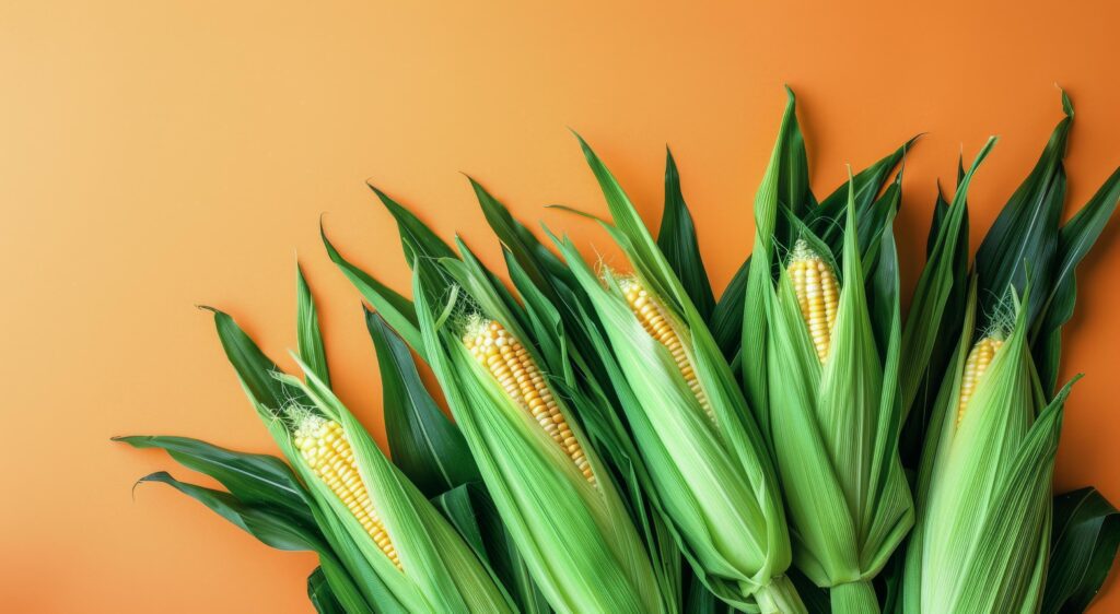 Bunch of Corn on Orange Background Stock Free