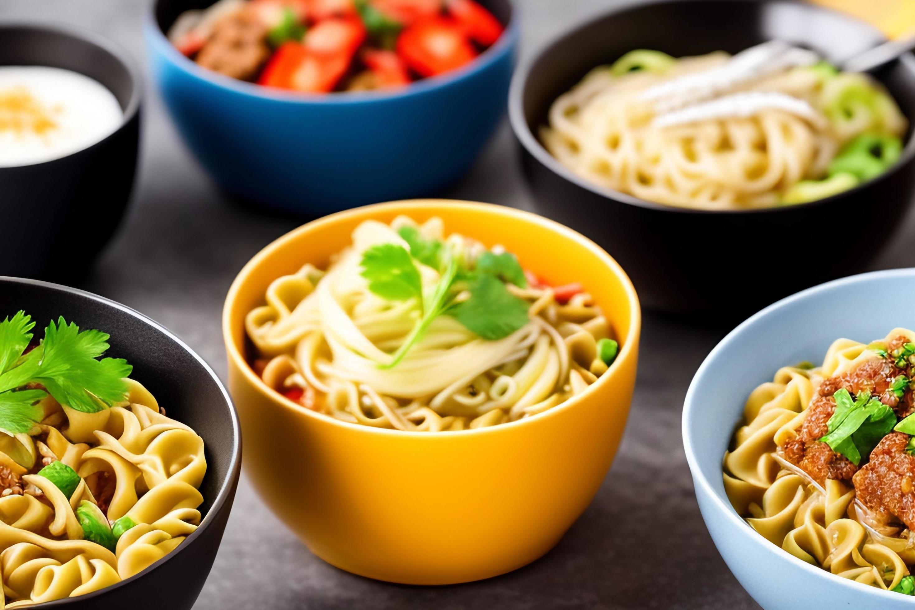 Delicious noodles. Fast food meal with appetizing pasta and chopsticks. Stock Free