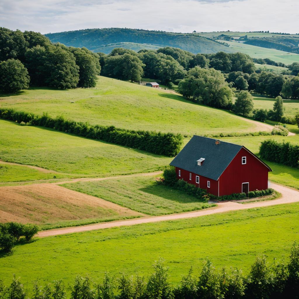 House and farm by by @ai_generated