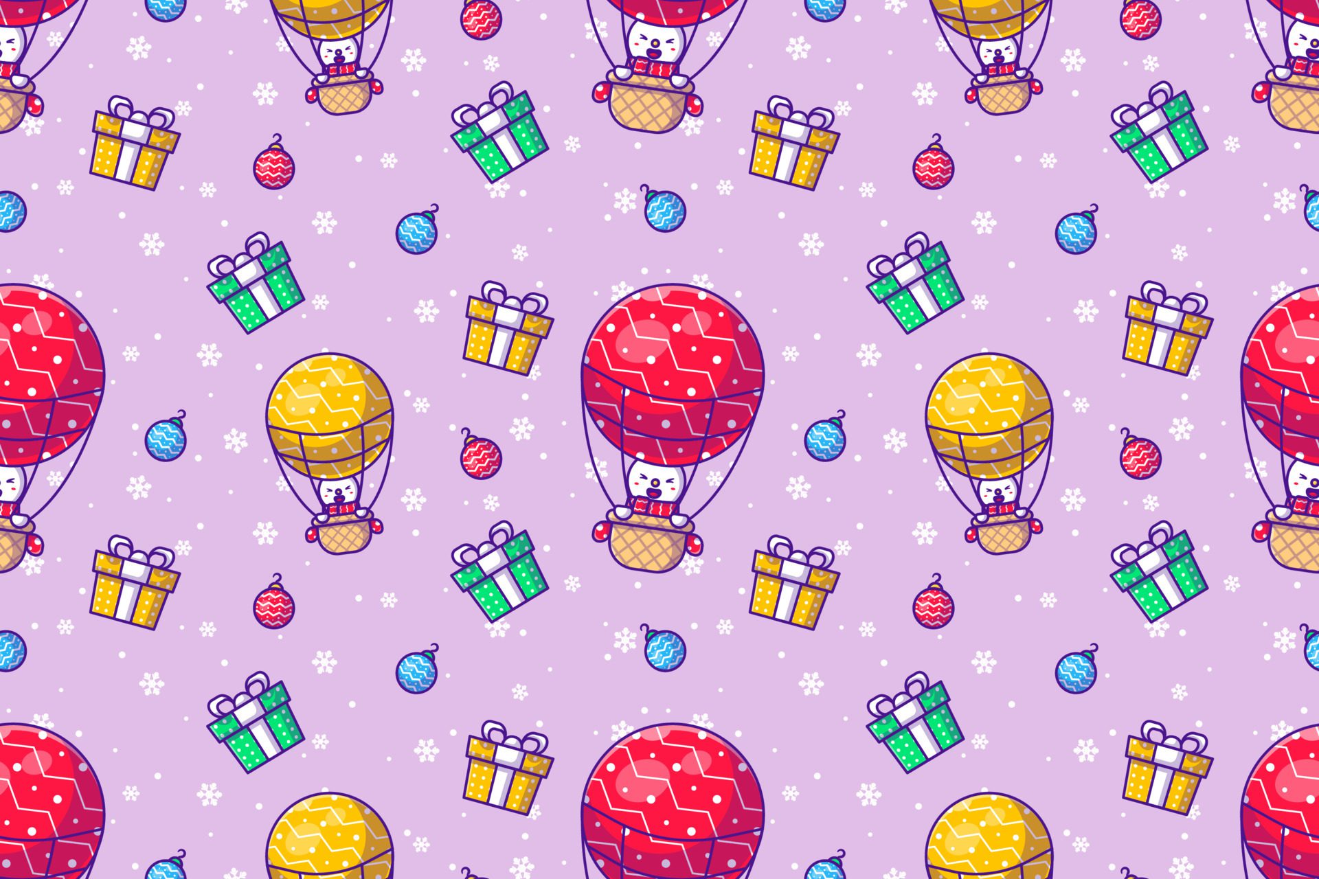 Cute Snowman and merry christmas with seamless pattern Free Vector