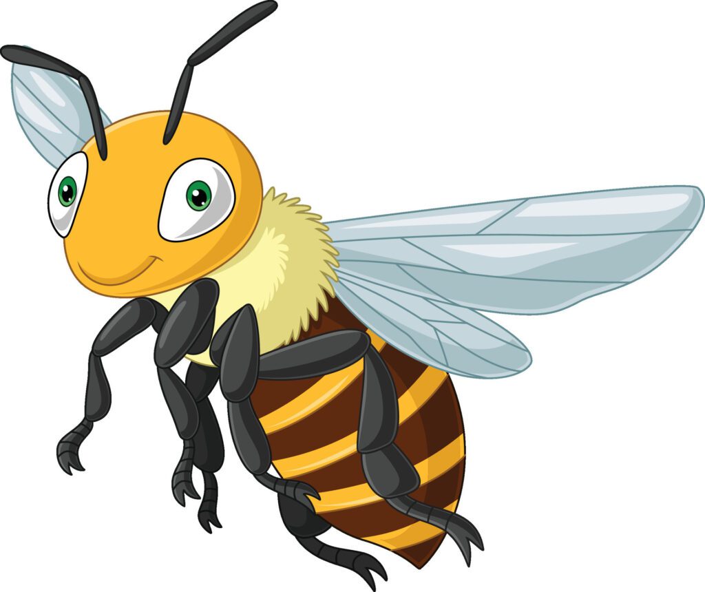 Cartoon bee flying on white background Free Vector