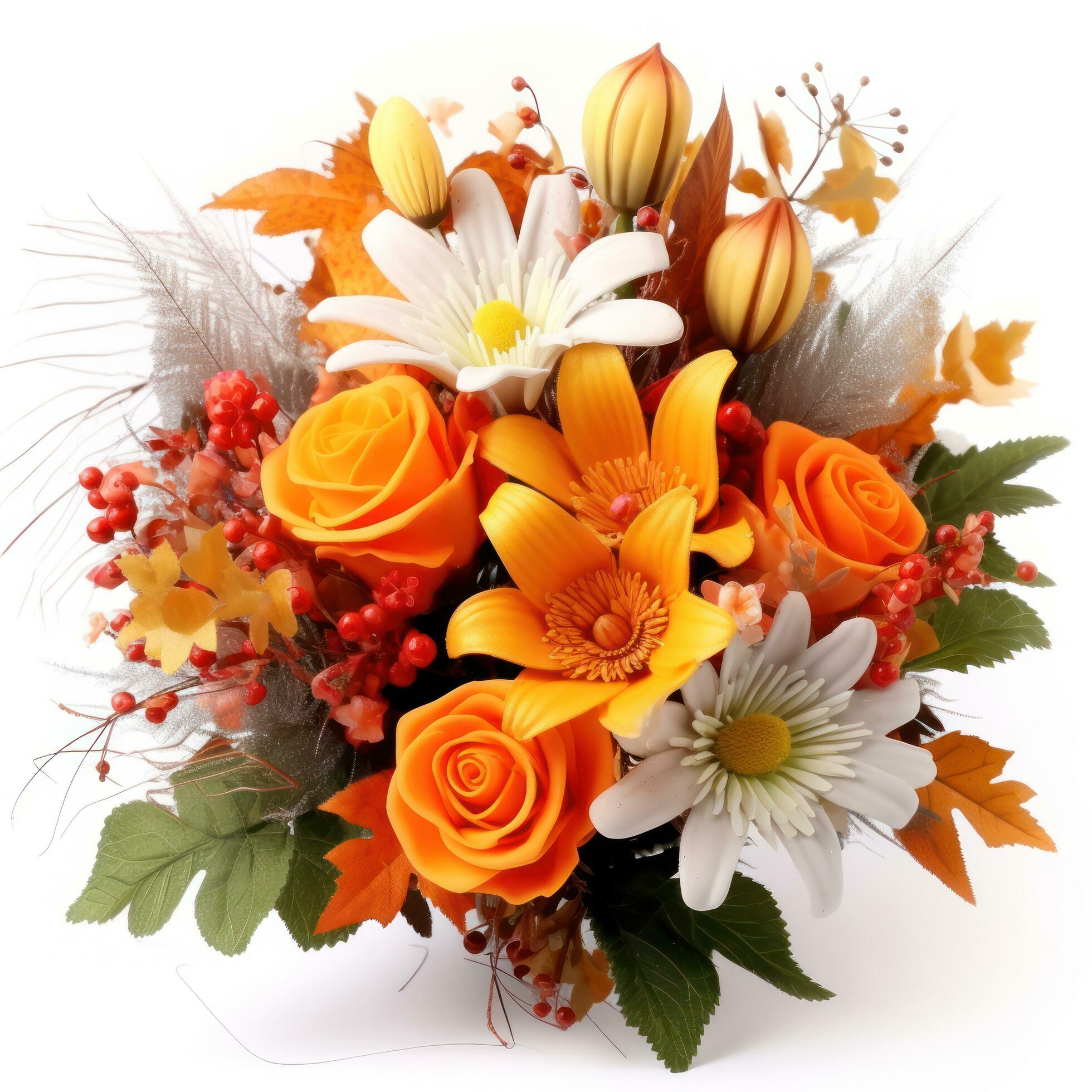 Autumn flowers bouquet isolated Stock Free