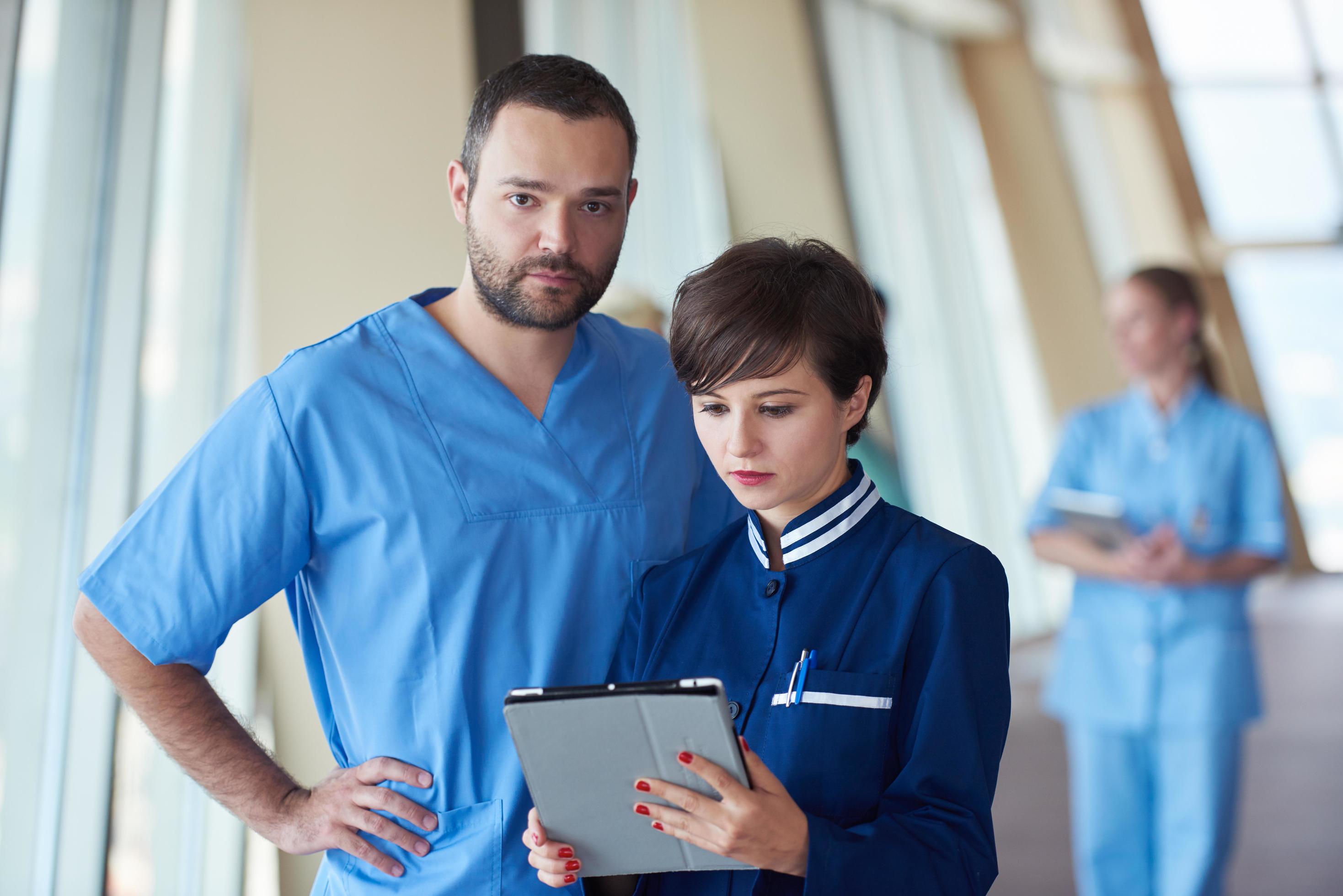 group of medical staff at hospital Stock Free