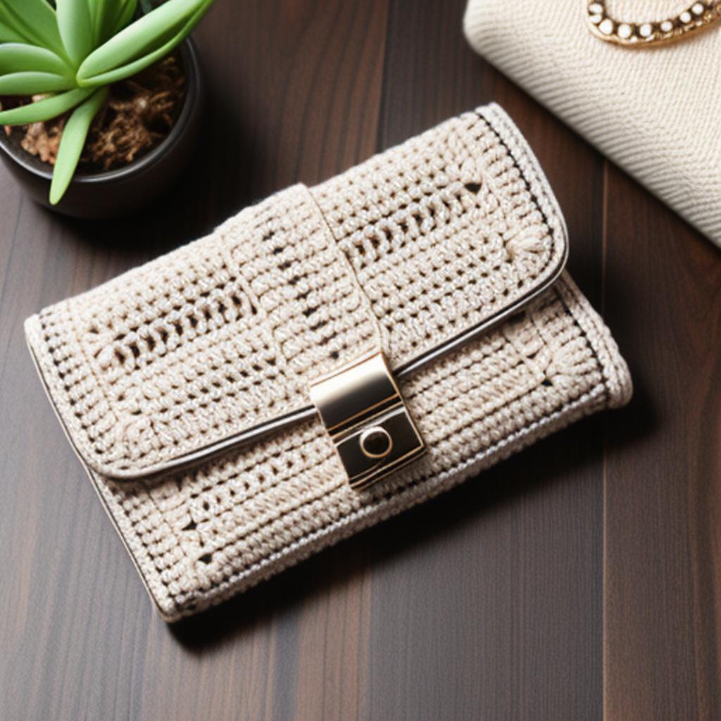 Crochet small wallet Metal by @ai_generated